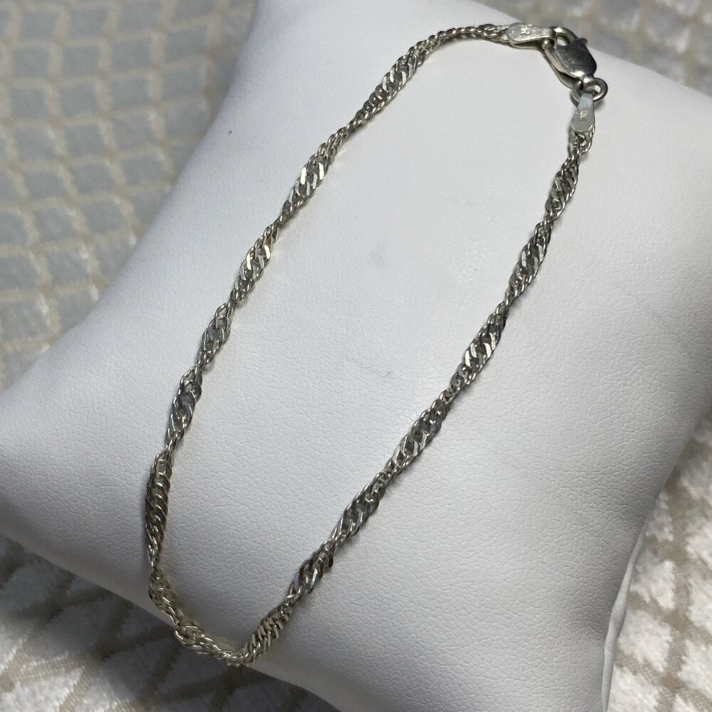 Italian Sterling Silver Rope Bracelet 7” | R R Italy 925 | Lobster Clasp